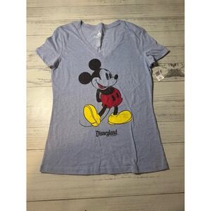 Authentic Disneyland Mickey Mouse Graphic V Neck Short Sleeve Medium NWT